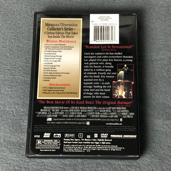 The Crow (DVD, 1994) 2-Disc Set Collectors Series [Brandon Lee] - Picture 2 of 8